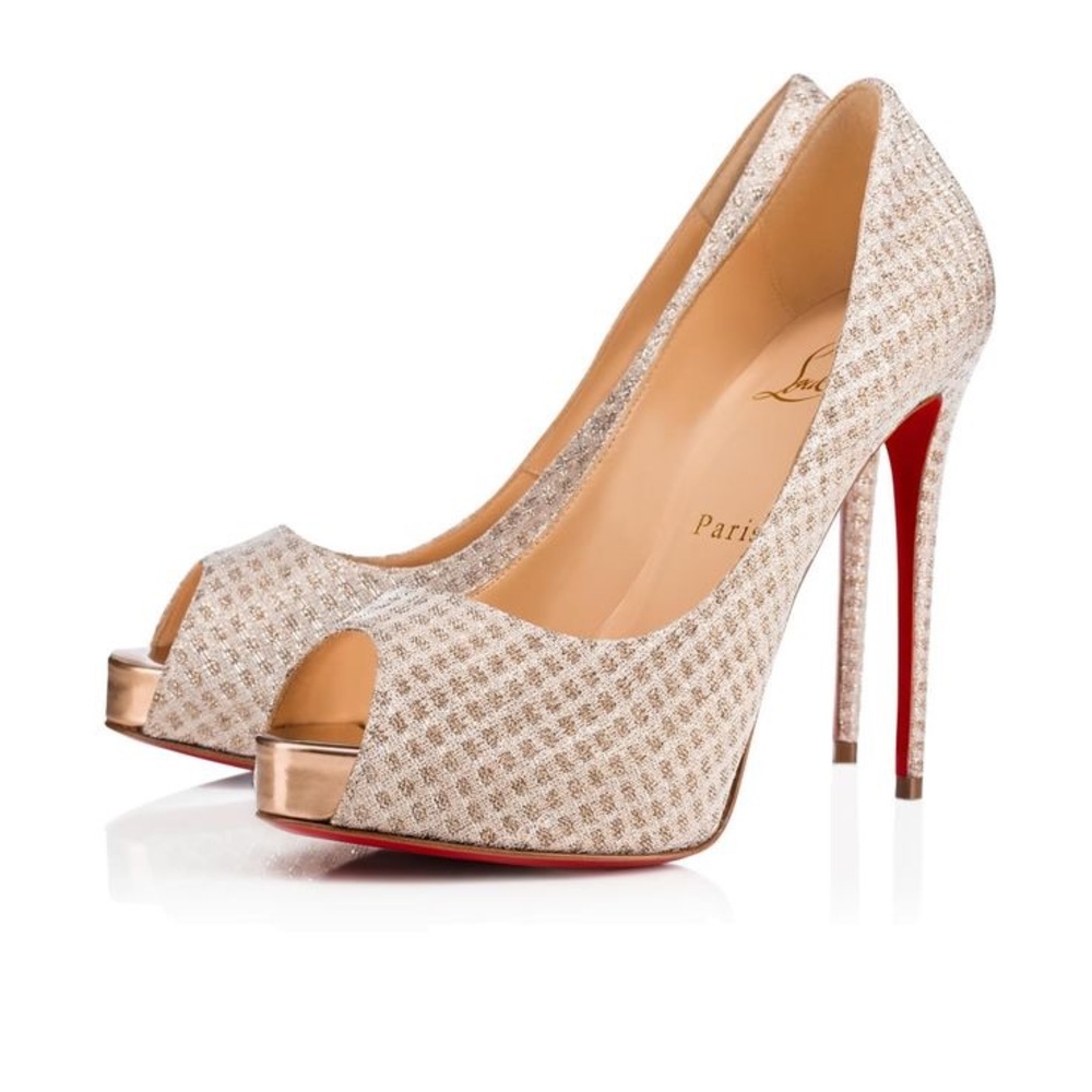 Christian Louboutin/Checked Quadro Lurex”New Very Prive” 120mm Bridal Heels.sz40